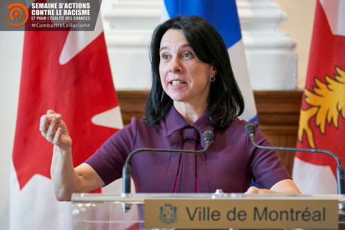 Mme Valérie Plante, mairesse de la Ville de Montréal, prononce son discours lors du lancement de la SACR 2023.