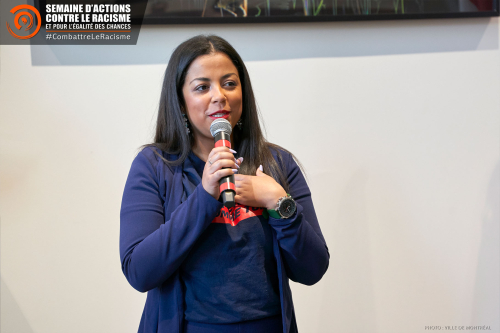 Photo de la chanteuse Noushka lors du lancement de la 24e édiiton de la SACR.