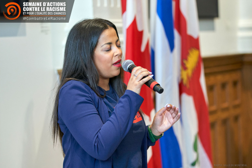 Photo de la chanteuse Noushka lors du lancement de la SACR 2023.